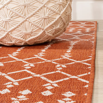 Ourika Moroccan Geometric Textured Weave Indoor/outdoor Square Rug
